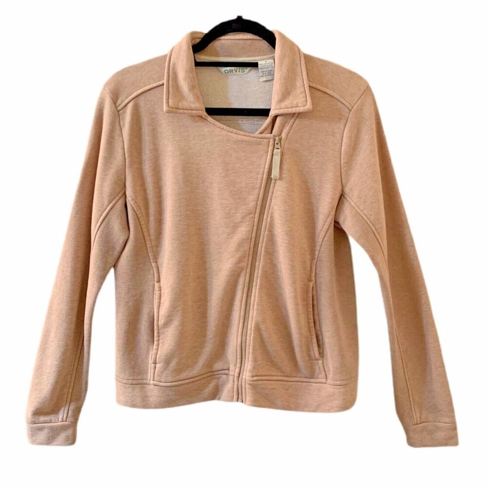 Orvis Womens Tan Asymmetrical Zip Jacket Small Cotton Blend
